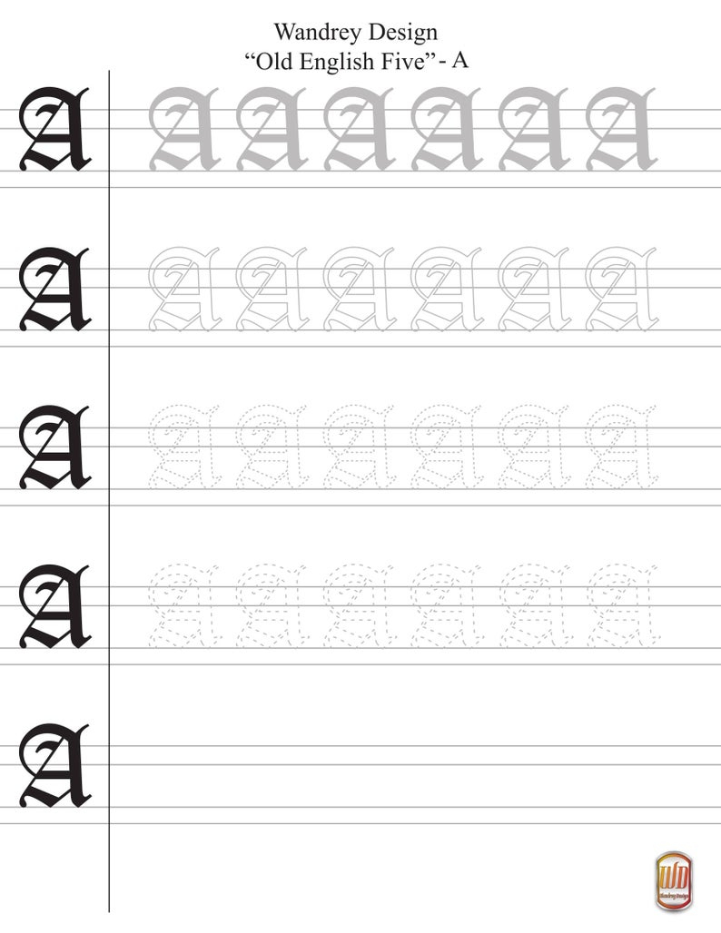 Printable Uppercase Old English Calligraphy Worksheets | Etsy | Calligraphy Worksheets Printable
