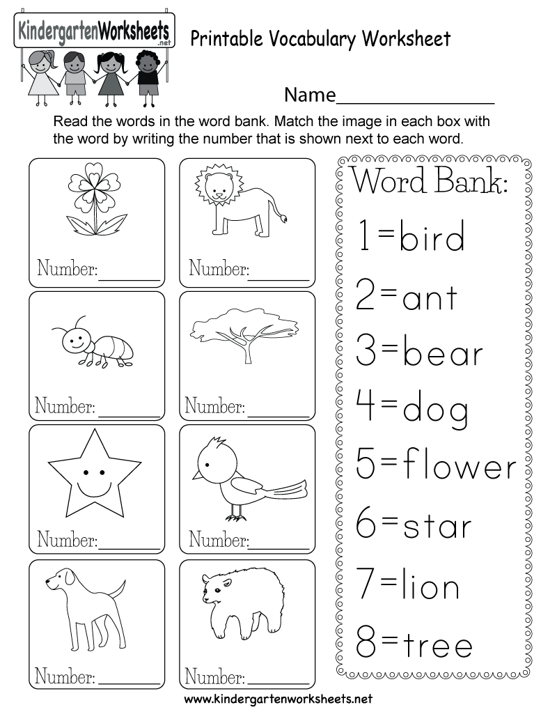 Printable Vocabulary Worksheet - Free Kindergarten English Worksheet | English Worksheets Free Printables