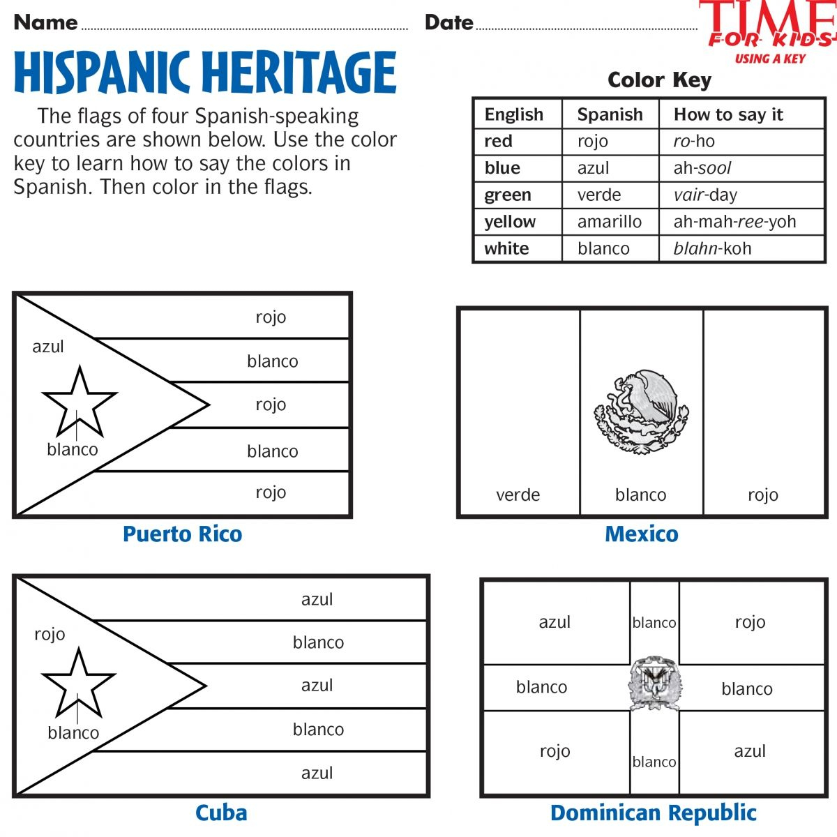 Printables For Hispanic Heritage Month | Time For Kids | Hispanic | Hispanic Heritage Month Printable Worksheets
