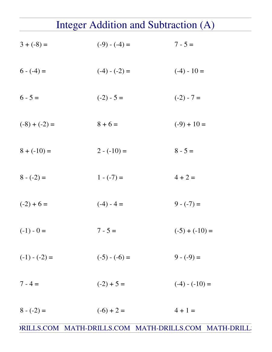 Printables. Integer Worksheets With Answers. Lemonlilyfestival | Free Printable Integer Worksheets
