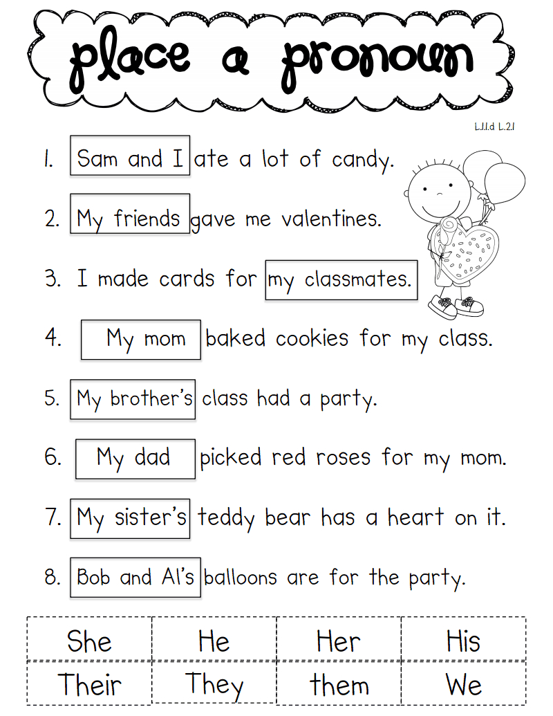 Identifying Pronouns Worksheet