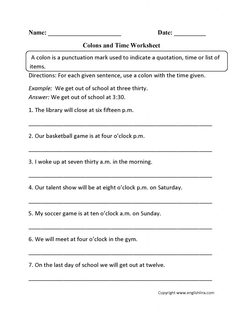 Free Printable Punctuation Worksheets For Middle School - Lexia's Blog