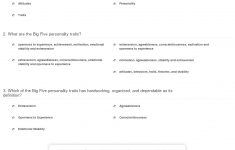 Quiz &amp; Worksheet - Big Five Personality Traits In The Workplace | Personality Quiz Printable Worksheet