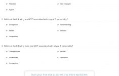 Quiz &amp; Worksheet - Type A And B Personalities In Organizations | Personality Quiz Printable Worksheet