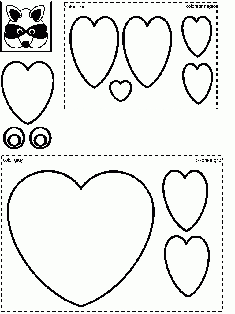 Raccoon Craft | Heart Shapes | Preschool Printable Activities | The Kissing Hand Printable Worksheets