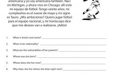 Read Spanish Passage And Answer Questions In English | Free Printable Middle School Reading Comprehension Worksheets
