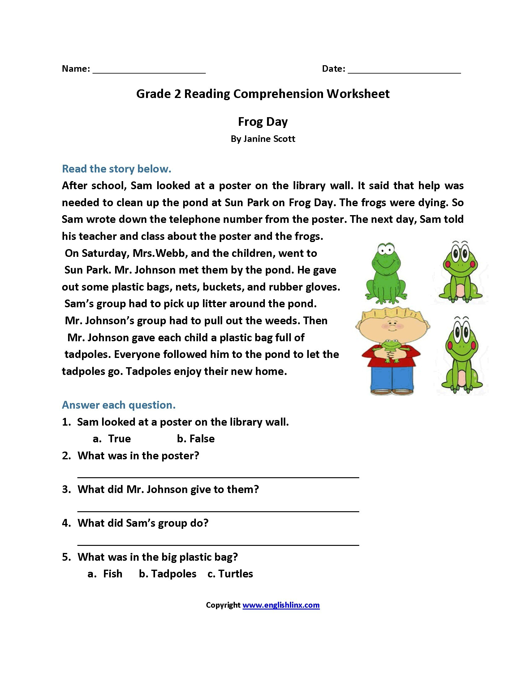 Free Printable Reading Comprehension Worksheets Grade 5 ...