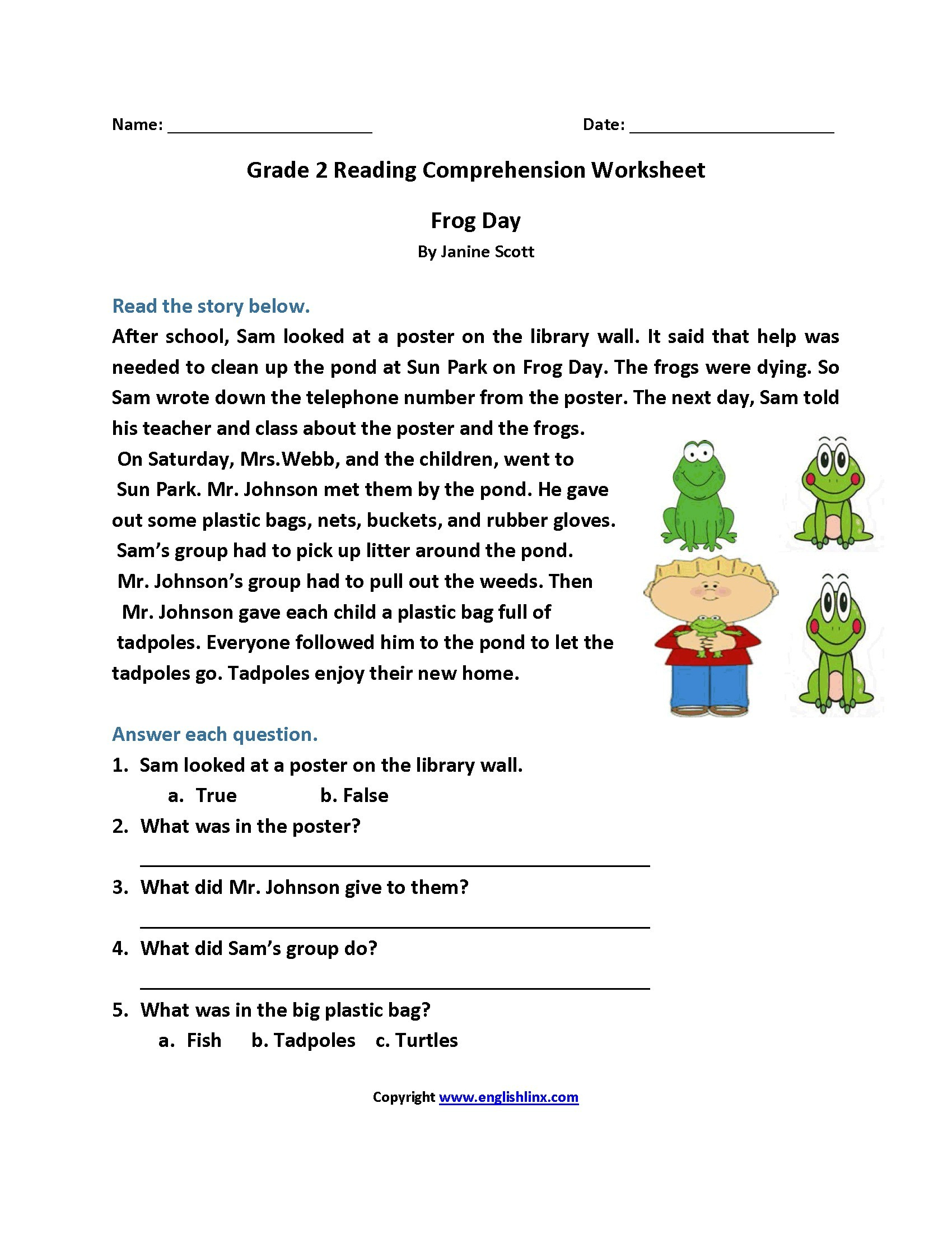 free printable reading comprehension worksheets grade 5