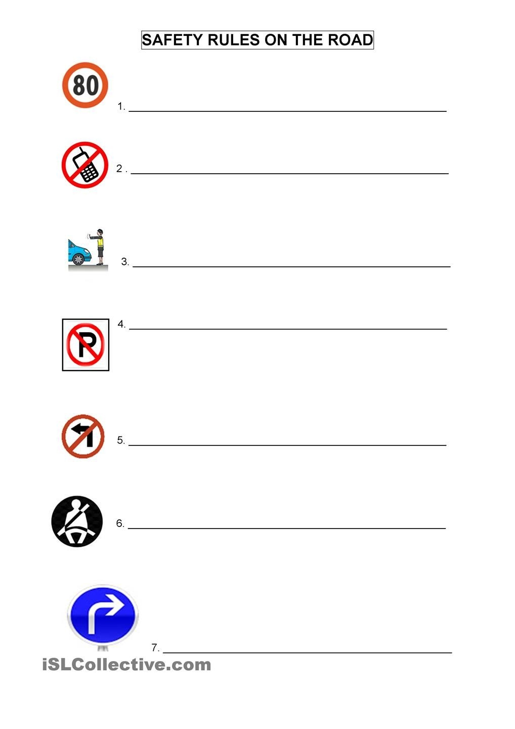 Road Safety Traffic Signs And Directions Worksheet Free Esl 