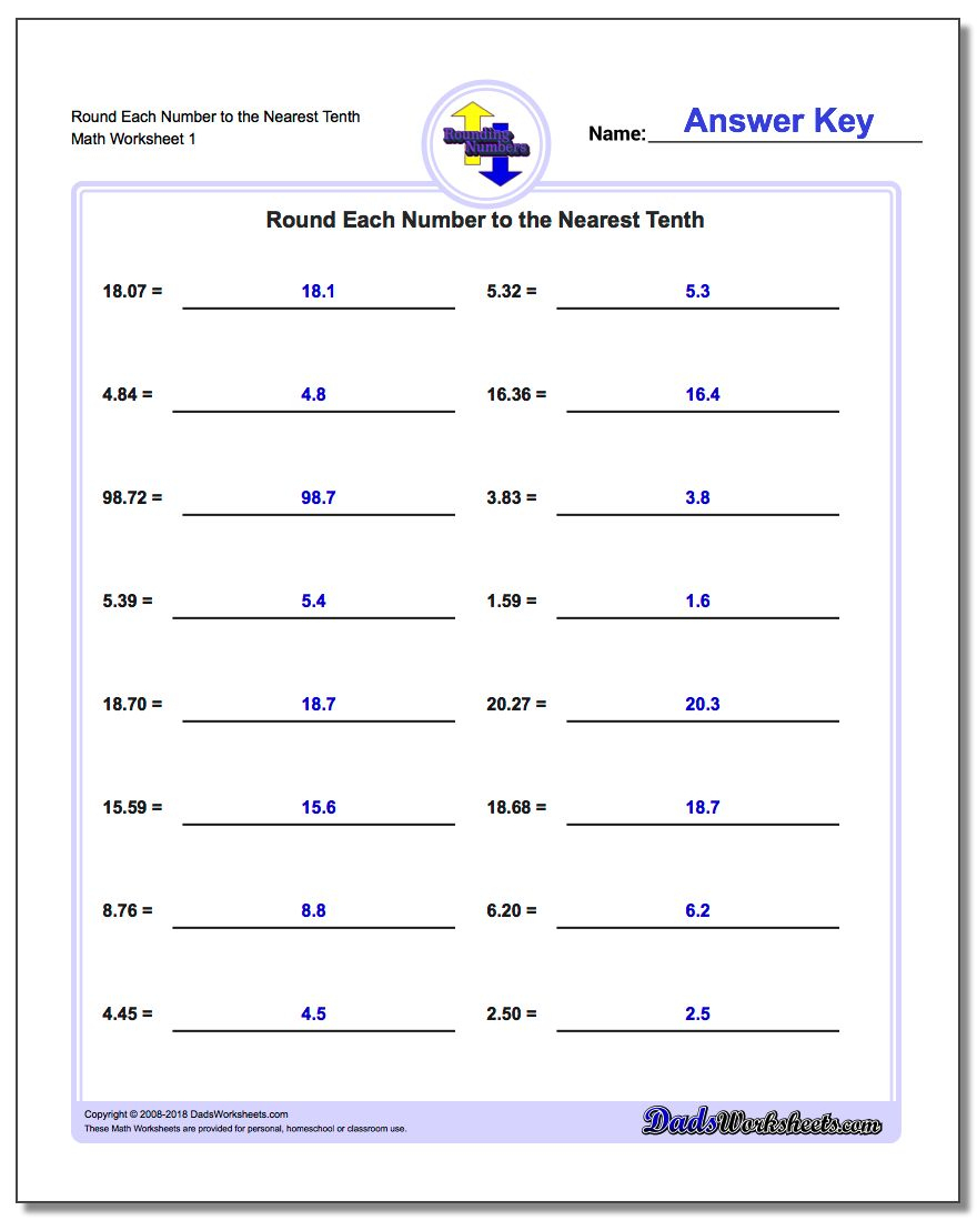 Rounding Numbers | Rounding To The Nearest Ten Worksheet Printable