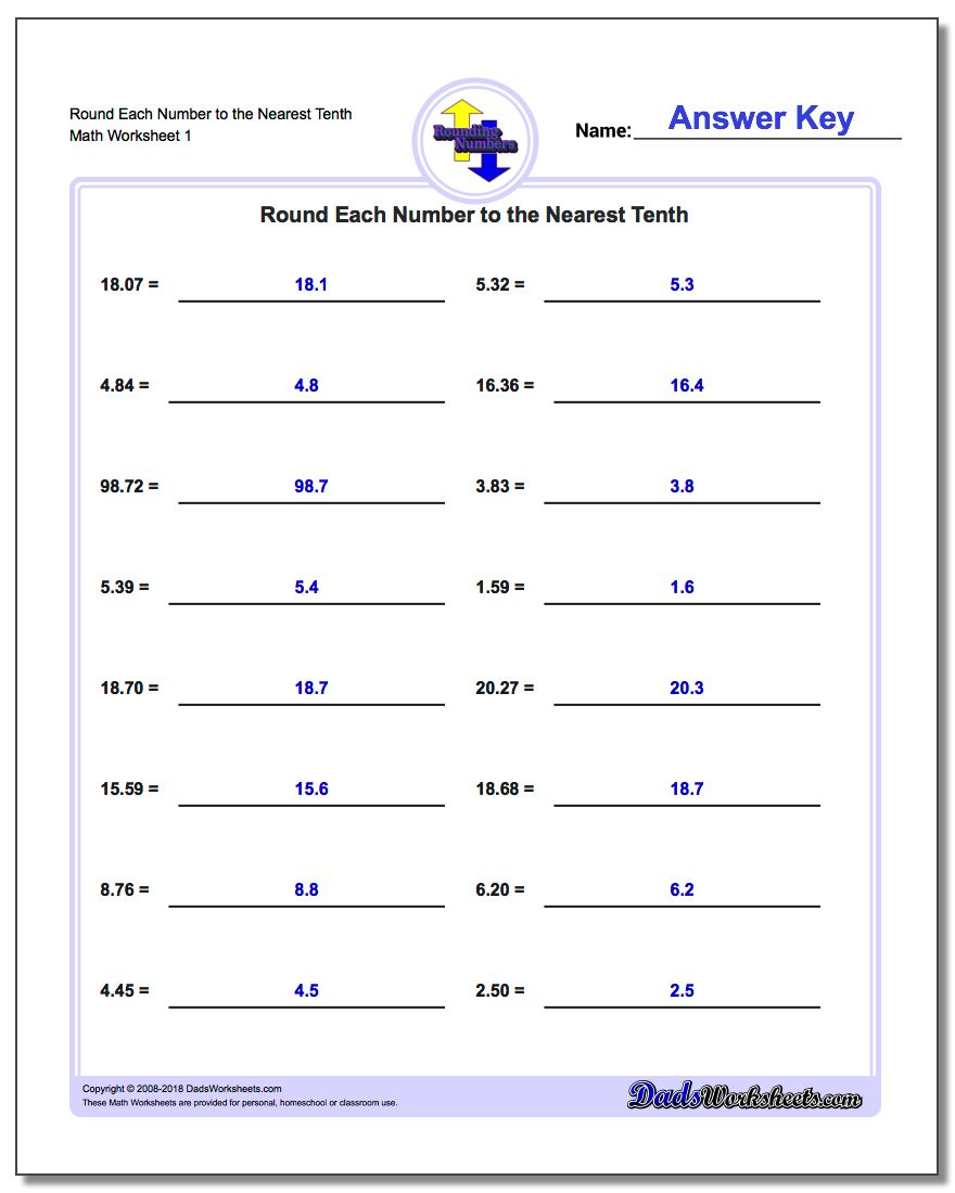 Rounding To The Nearest Ten Number Line Worksheet