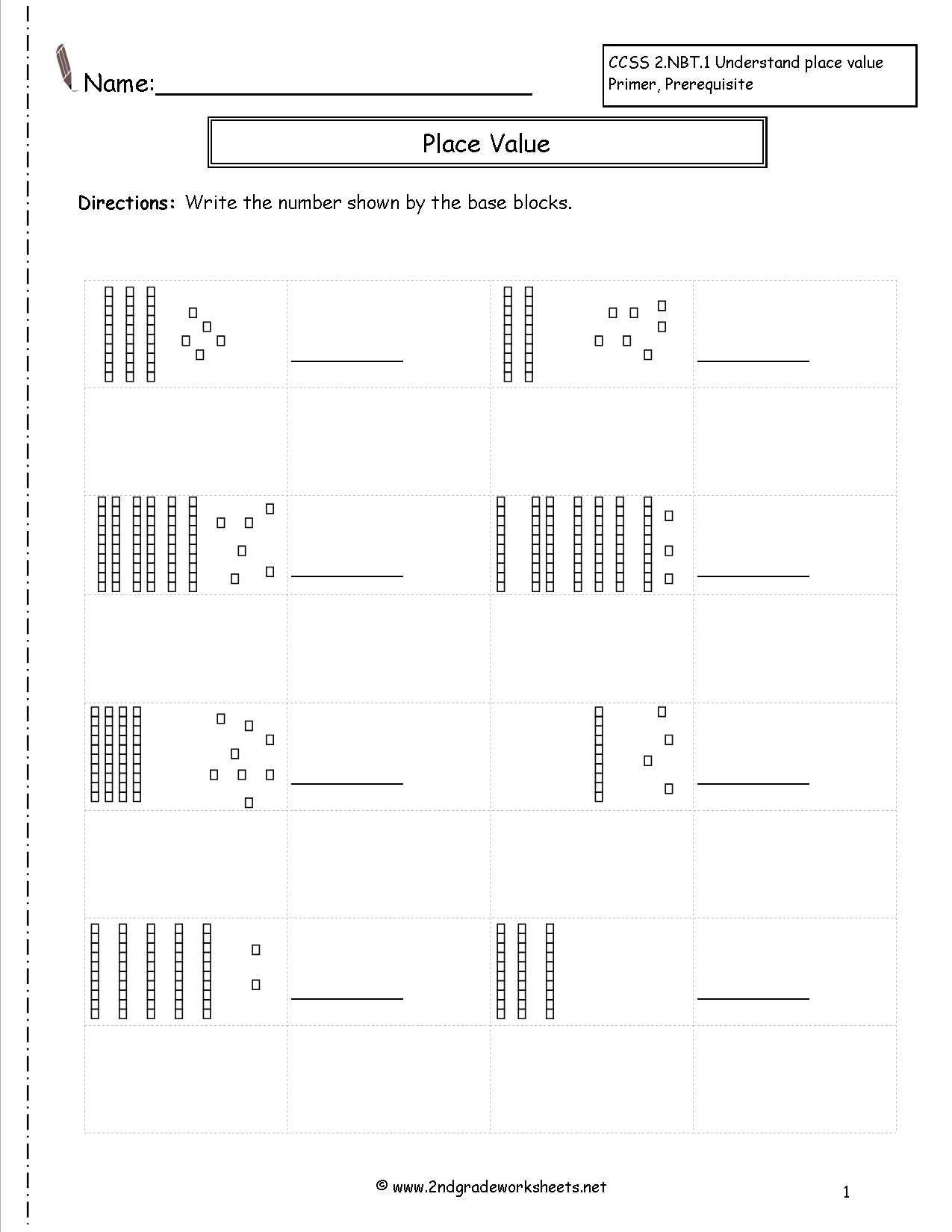 Second Grade Place Value Worksheets | Free Printable Base Ten Block Worksheets