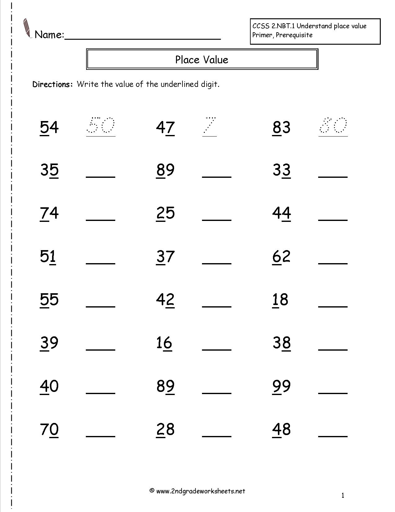 Second Grade Place Value Worksheets | Free Printable Place Value Worksheets For First Grade