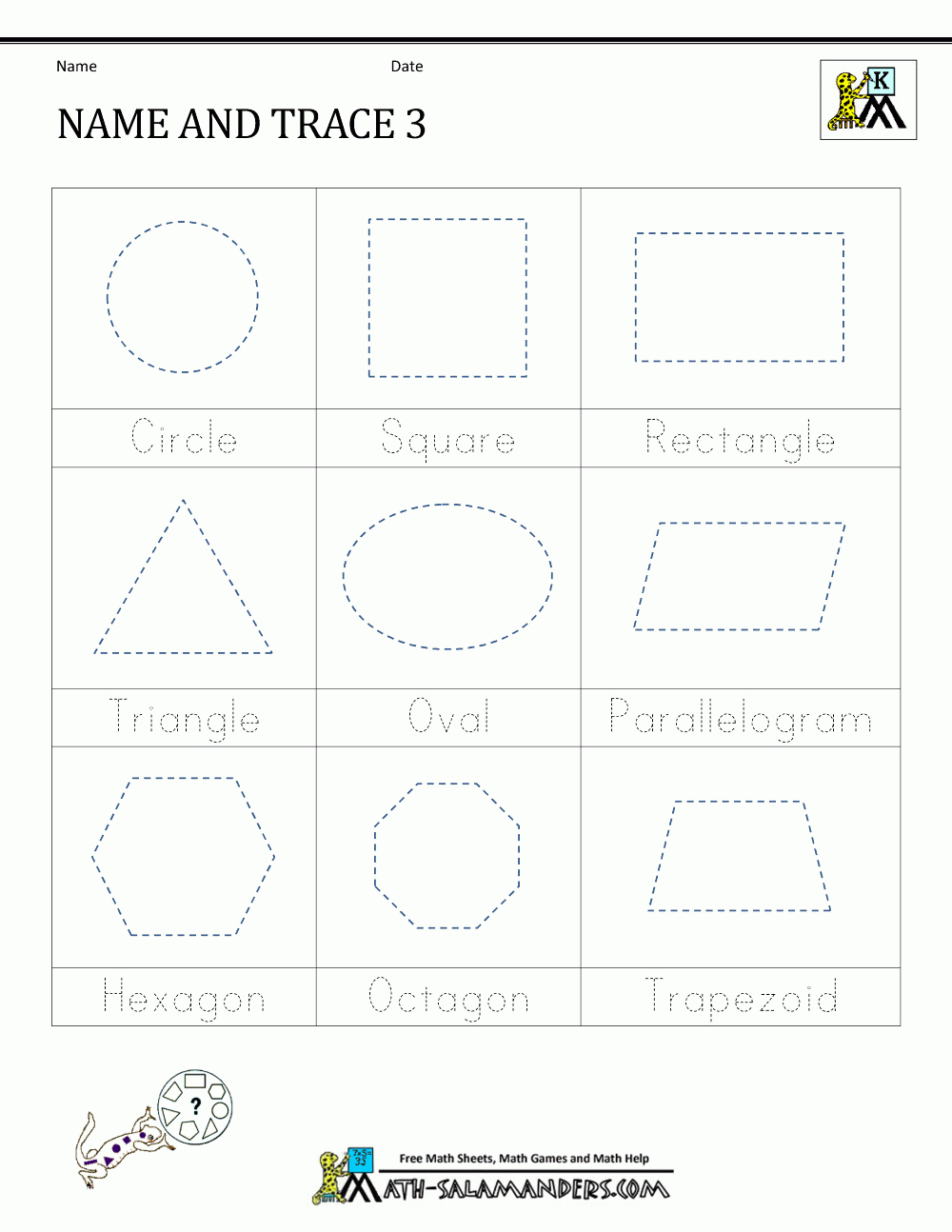 Shape Tracing Worksheets Kindergarten | Free Printable Shapes Worksheets For Kindergarten