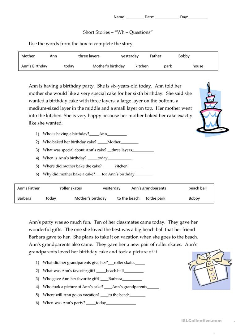 Short Stories Wh-Questions - Answers Worksheet - Free Esl Printable | Free Printable 5 W&amp;amp;#039;s Worksheets