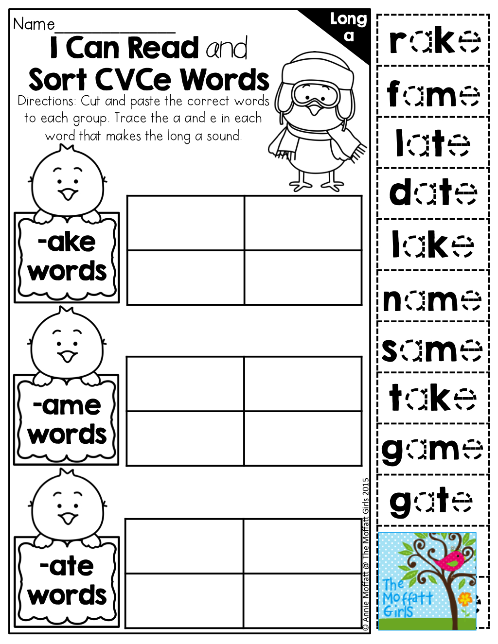 Silent E (Cvce Words) Cut And Paste- Trace To Show The Silent E | Magic E Worksheets Free Printable