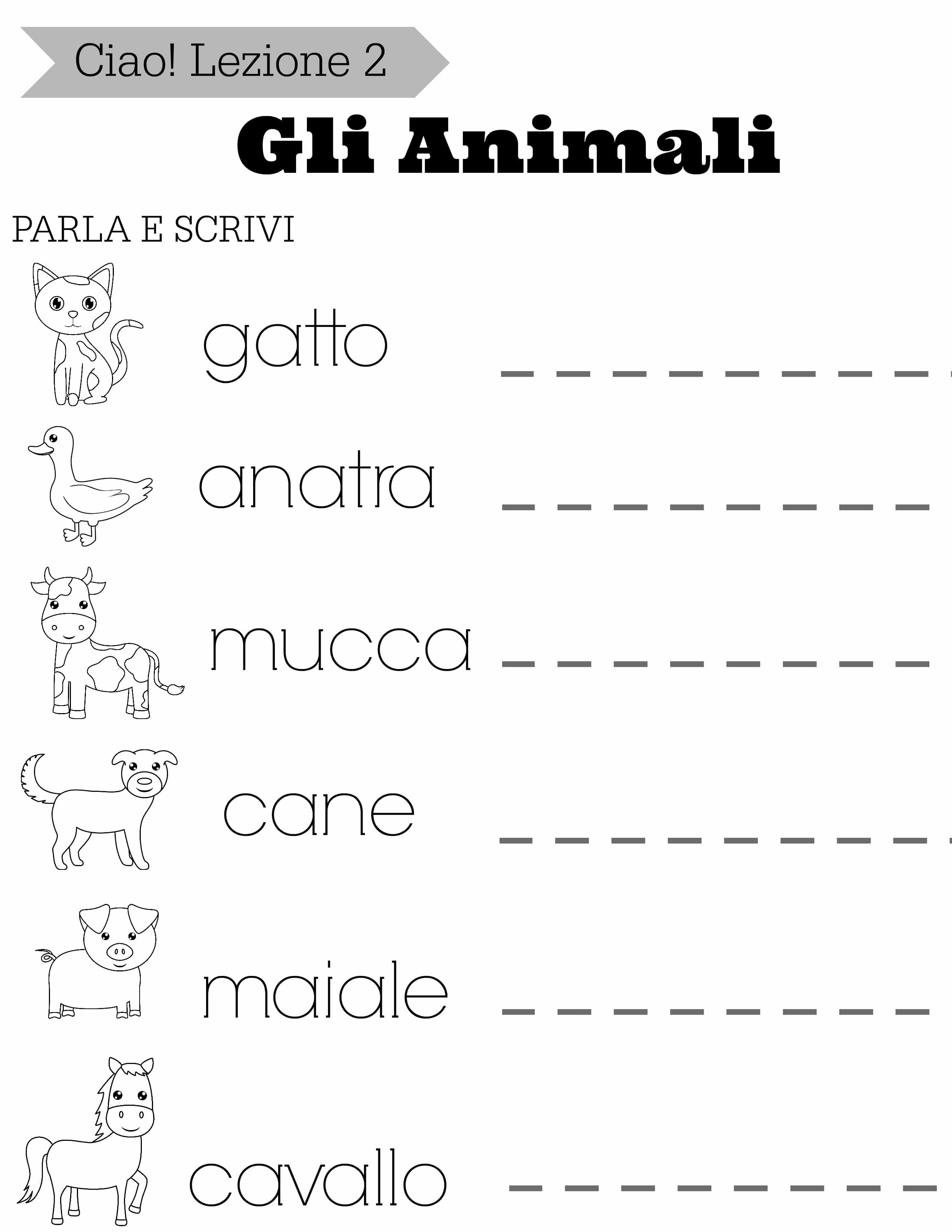 Math Worksheet Italian Grammar Vocabulary And Homework Exercises Italian Worksheets For