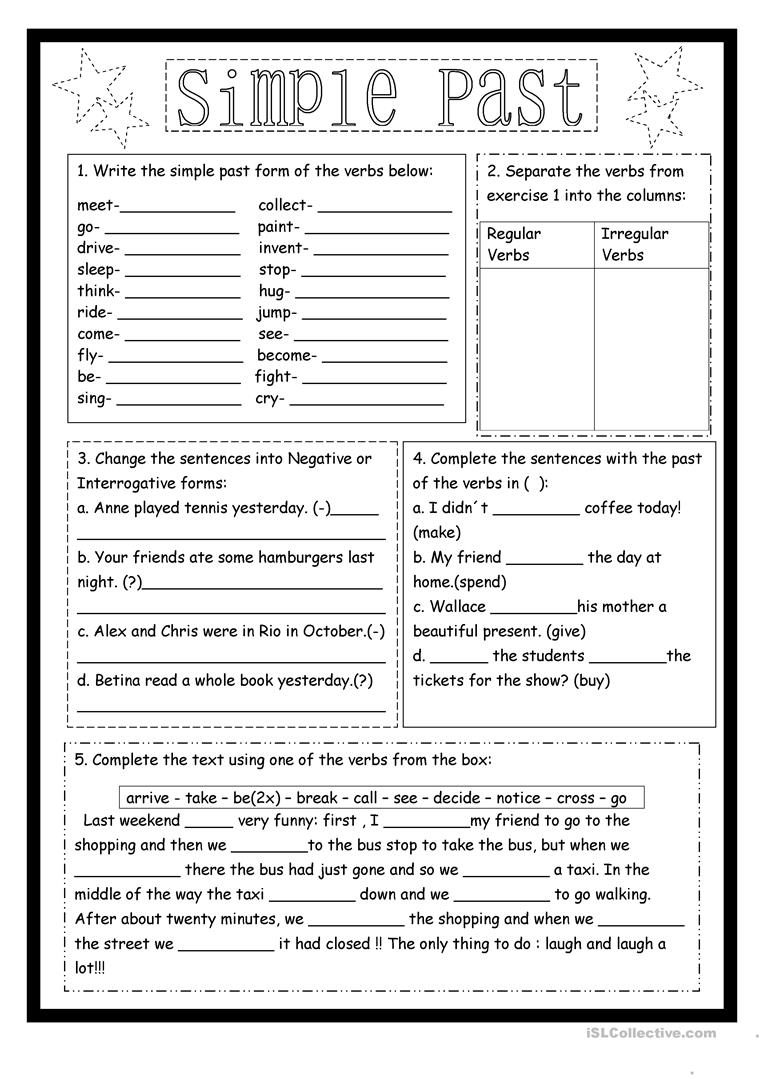 Past Simple Printable Worksheets Lexia s Blog