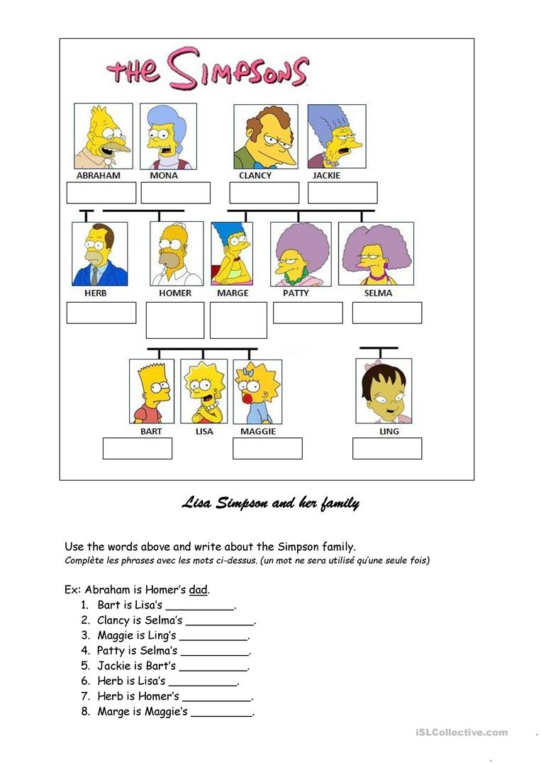 Simpsons Family Tree Worksheet - Free Esl Printable Worksheets Made | Family Tree Worksheet Printable