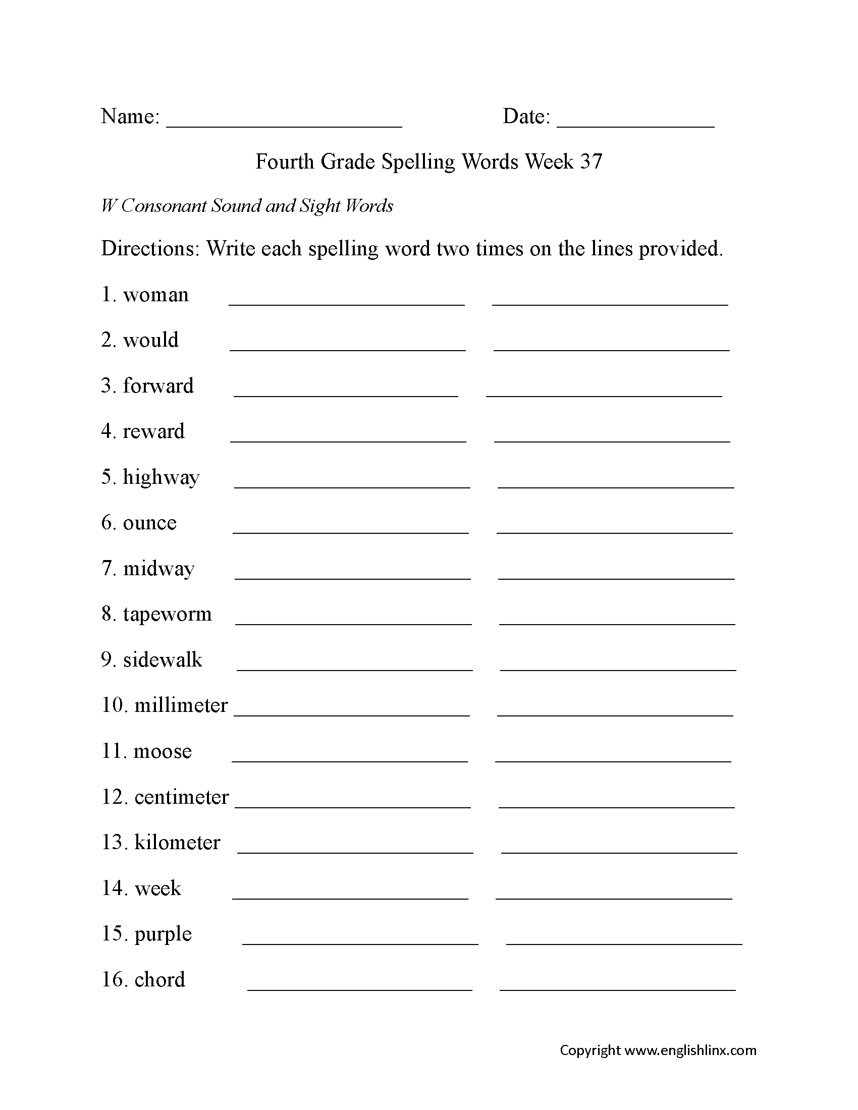 Spelling Worksheets | Fourth Grade Spelling Worksheets | Free Printable Spelling Worksheets For 5Th Grade