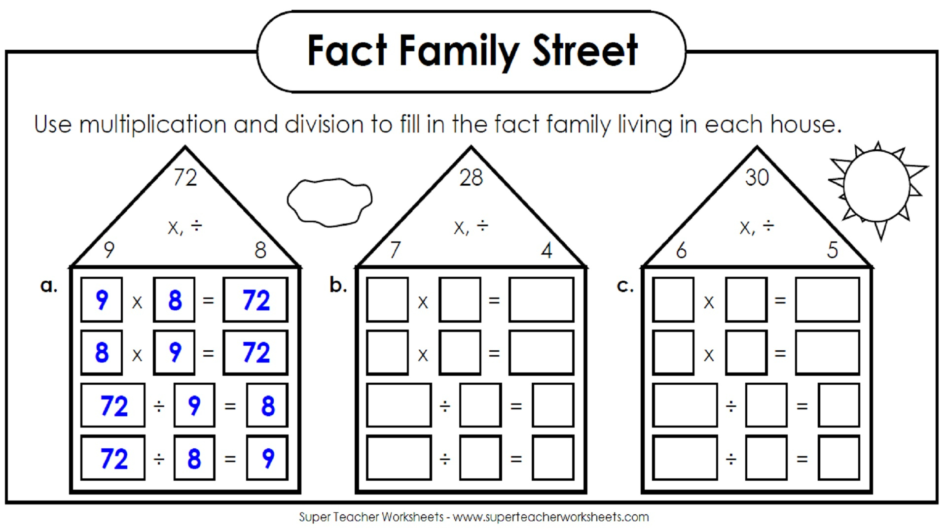 Free Printable Multiplication Division Fact Family Worksheets Forms Worksheets Diagrams