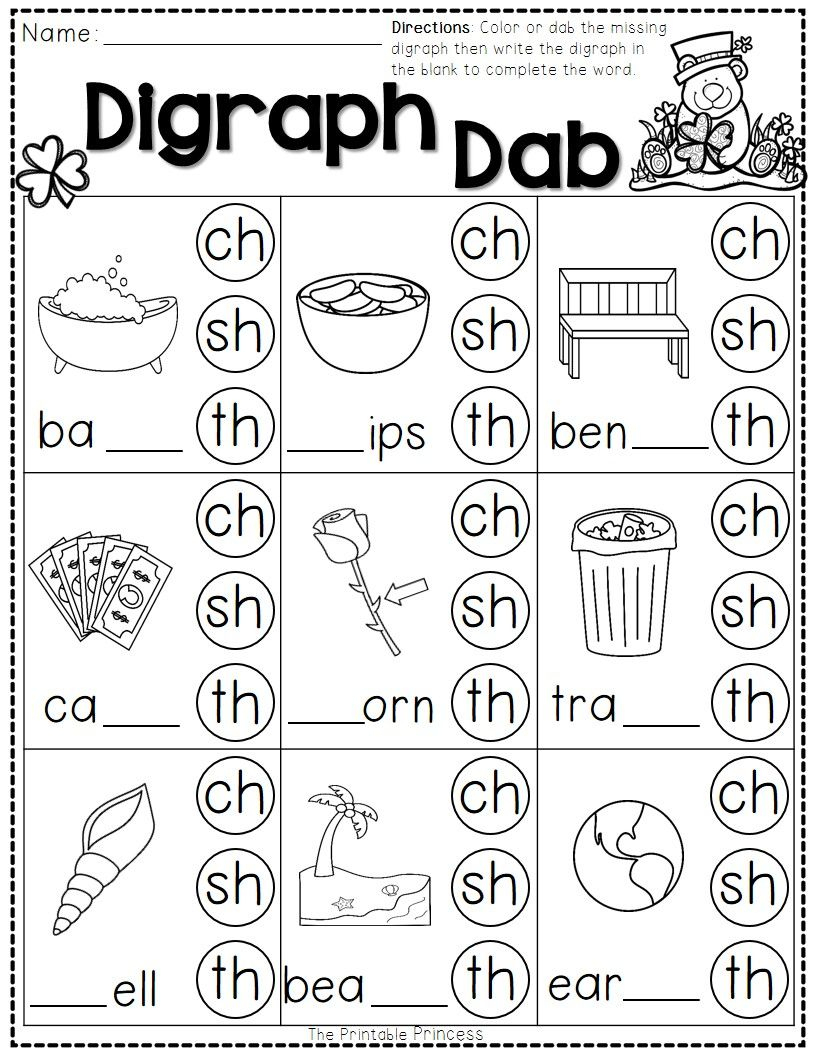 St. Patrick&amp;#039;s Day Math And Literacy No Prep Freebie | Reading | Free Printable Ch Digraph Worksheets