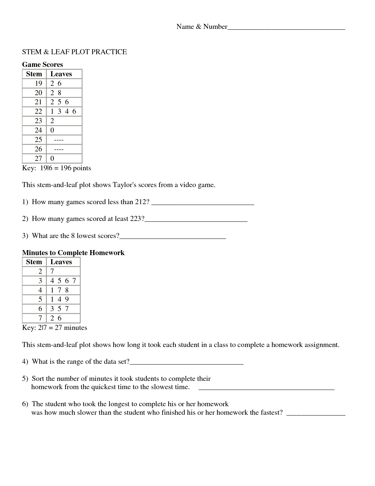 Stem And Leaf Plots | Stem And Leaf | Teaching Math, Leaves, Math | Stem And Leaf Plot Printable Worksheets