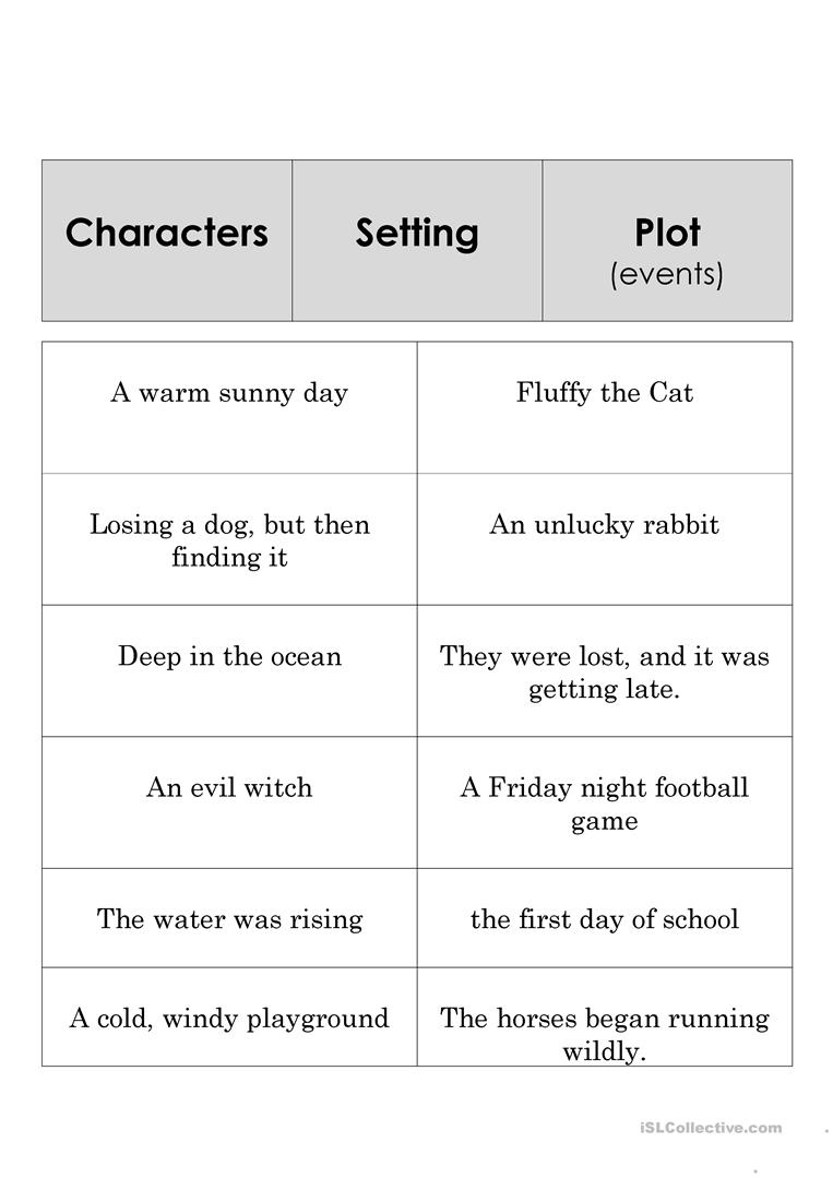 Story Elements Worksheet