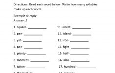 Syllables Worksheet 1 Ela-Literacy.rf.3.3C Reading Foundational | 3Rd Grade Language Arts Worksheets Printables