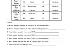 Table Of Recent Presidents - Reading And Understanding Tables, A | Free Printable President Worksheets