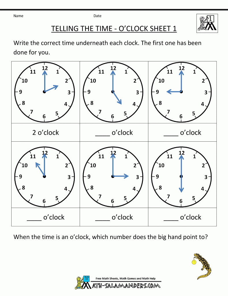 Telling Time Worksheets - O&amp;#039;clock And Half Past | Printable Clock Worksheets First Grade