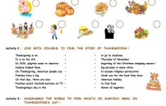 Thanksgiving Activities Worksheet - Free Esl Printable Worksheets | Free Printable Thanksgiving Worksheets For Middle School