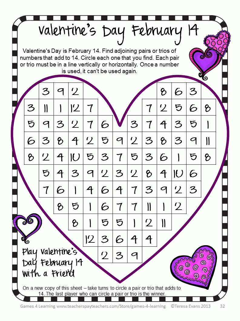 Free Valentine Math Printables Printable Templates