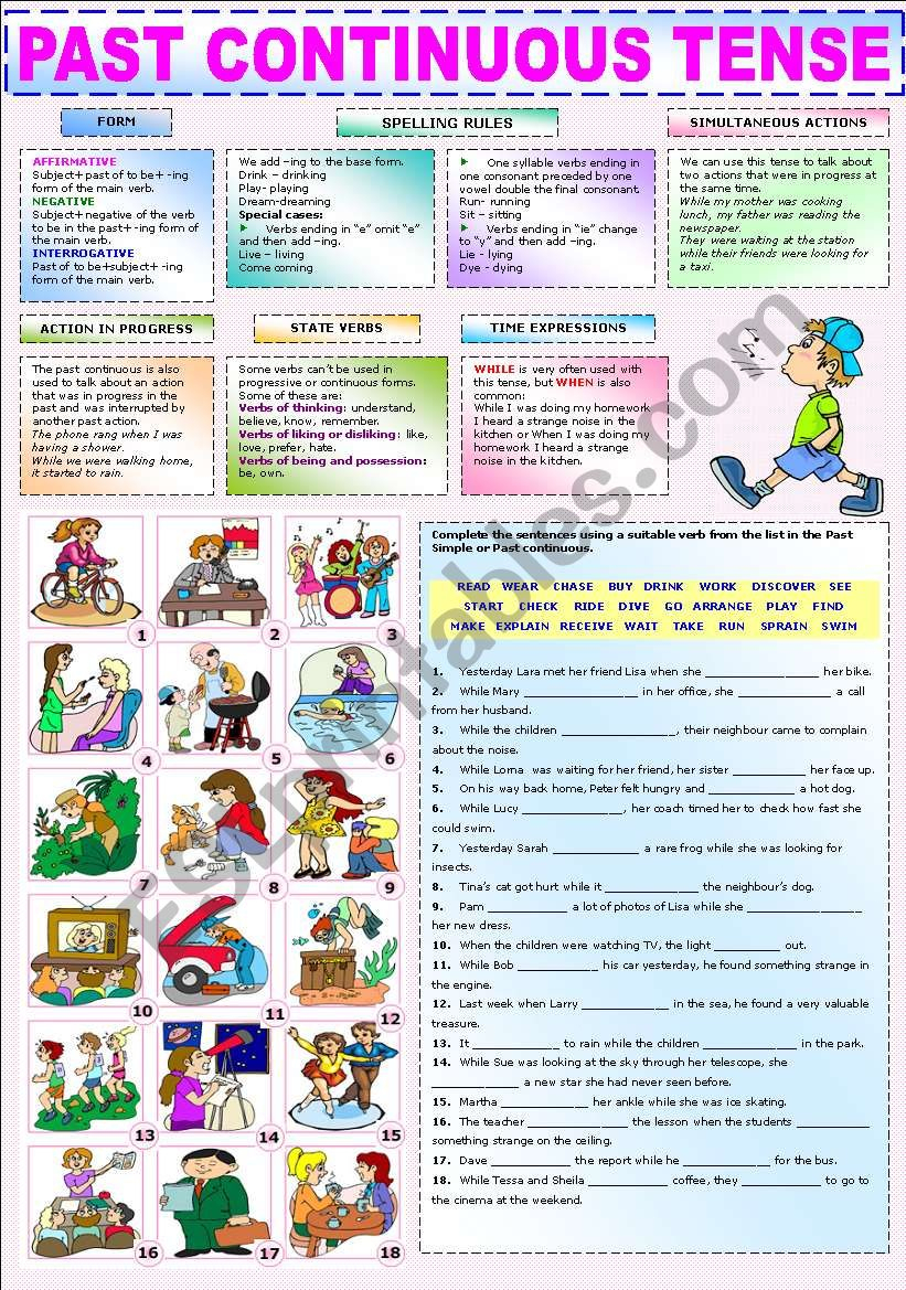 The Past Continuous Tense - Esl Worksheetkatiana | Past Progressive Tense Worksheets Printable