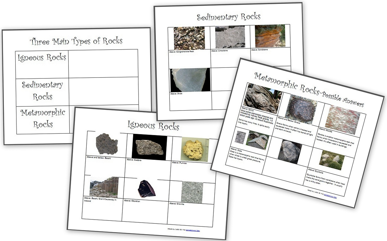 The Three Types Of Rocks- Our Activities And A Free Worksheet Packet | Rock Cycle Worksheets Free Printable