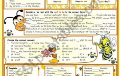 The Verb To Be-E – Reading • Grammar • Chart • Exercises • 6 Tasks | To Be Worksheets Printable