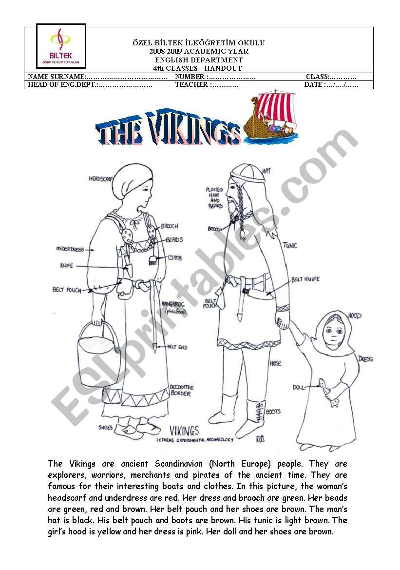 The Vikings - Esl Worksheetinciska | Viking Worksheets Printable
