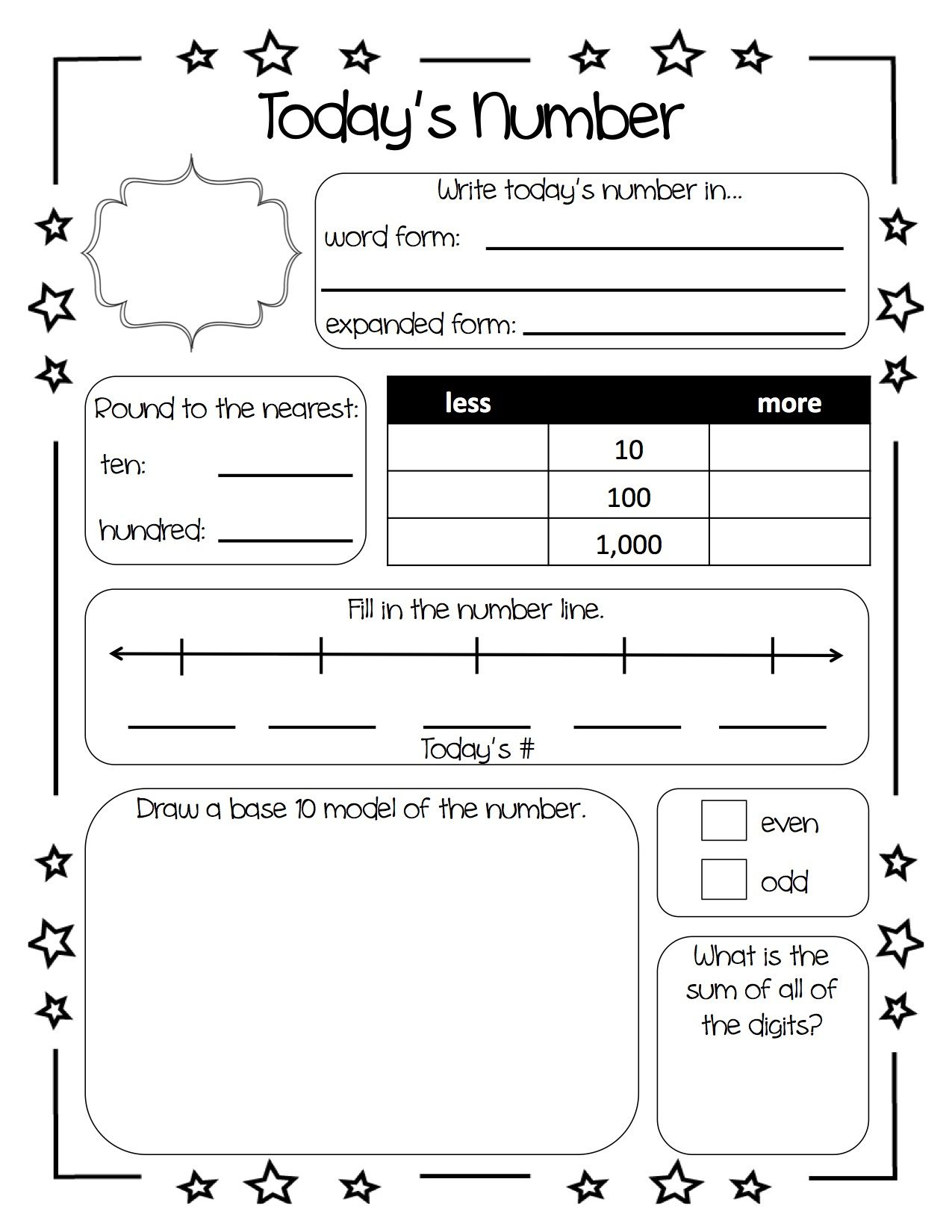 This Is A Number Of The Day Worksheet That My Colleague And I - Free | Free Printable Number Of The Day Worksheets