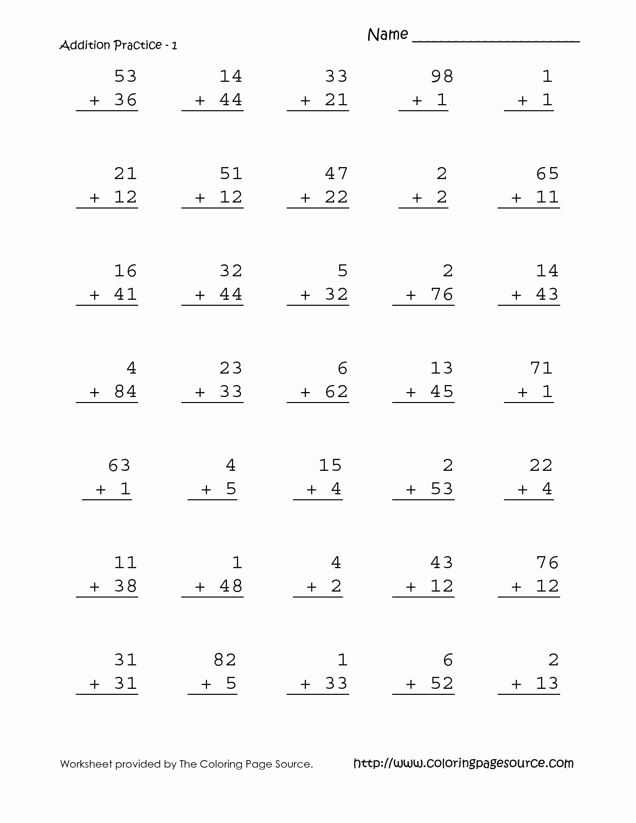 Math Worksheet Minute Math Drills Colornumber 5Th Grade Printable 