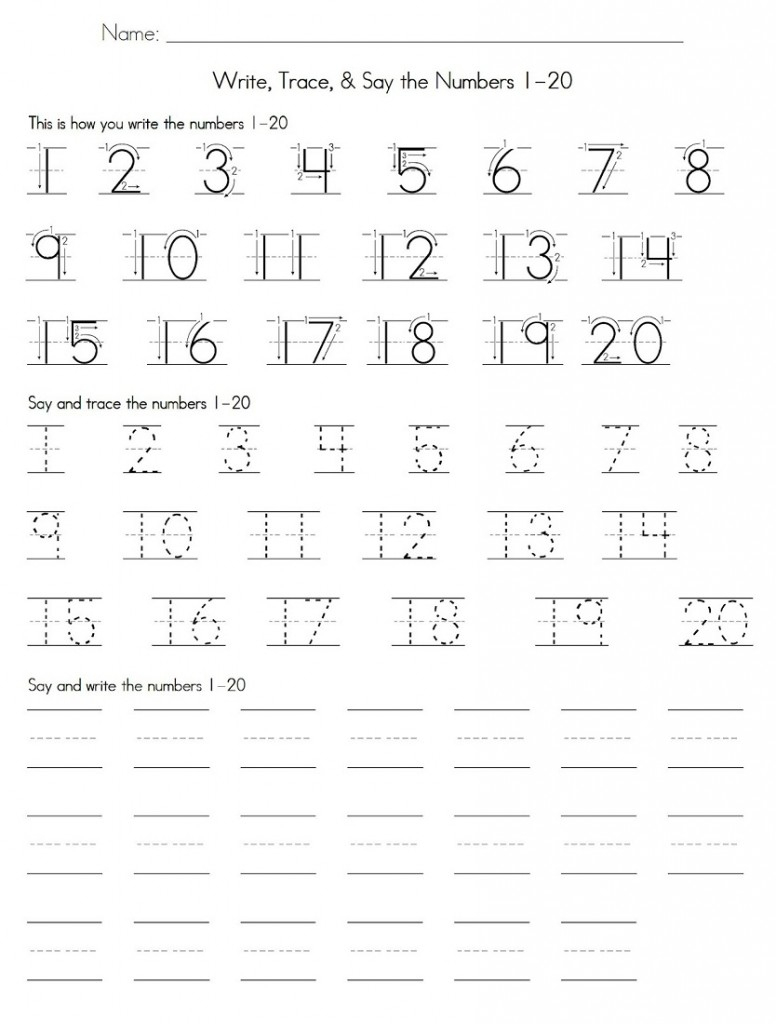 Trace Numbers 1 20 | Kiddo Shelter | Printable Number Tracing Worksheets For Kindergarten