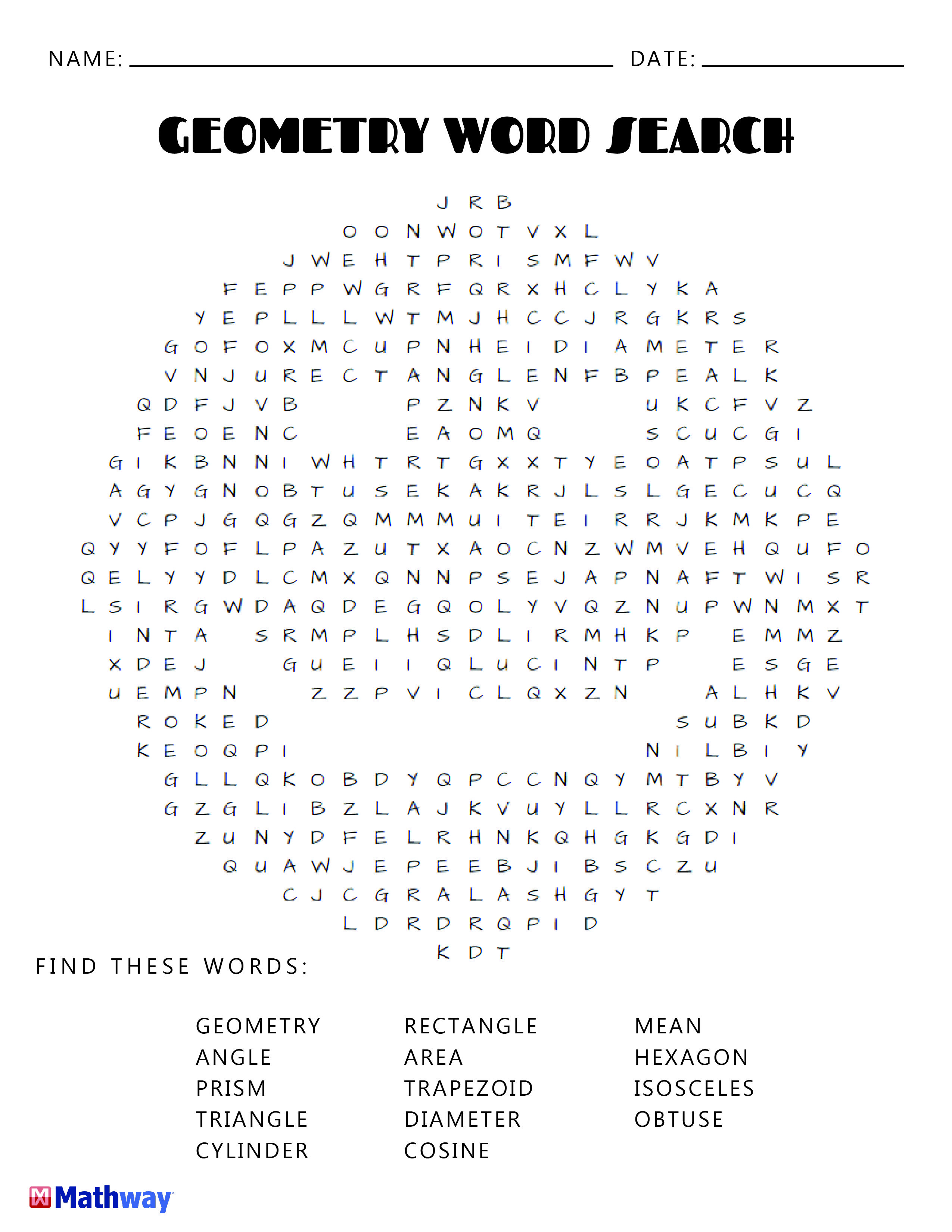 Try Our Geometry Smiley Face Word Search. Keep Busy With Our | Free Printable Math Word Search Worksheets