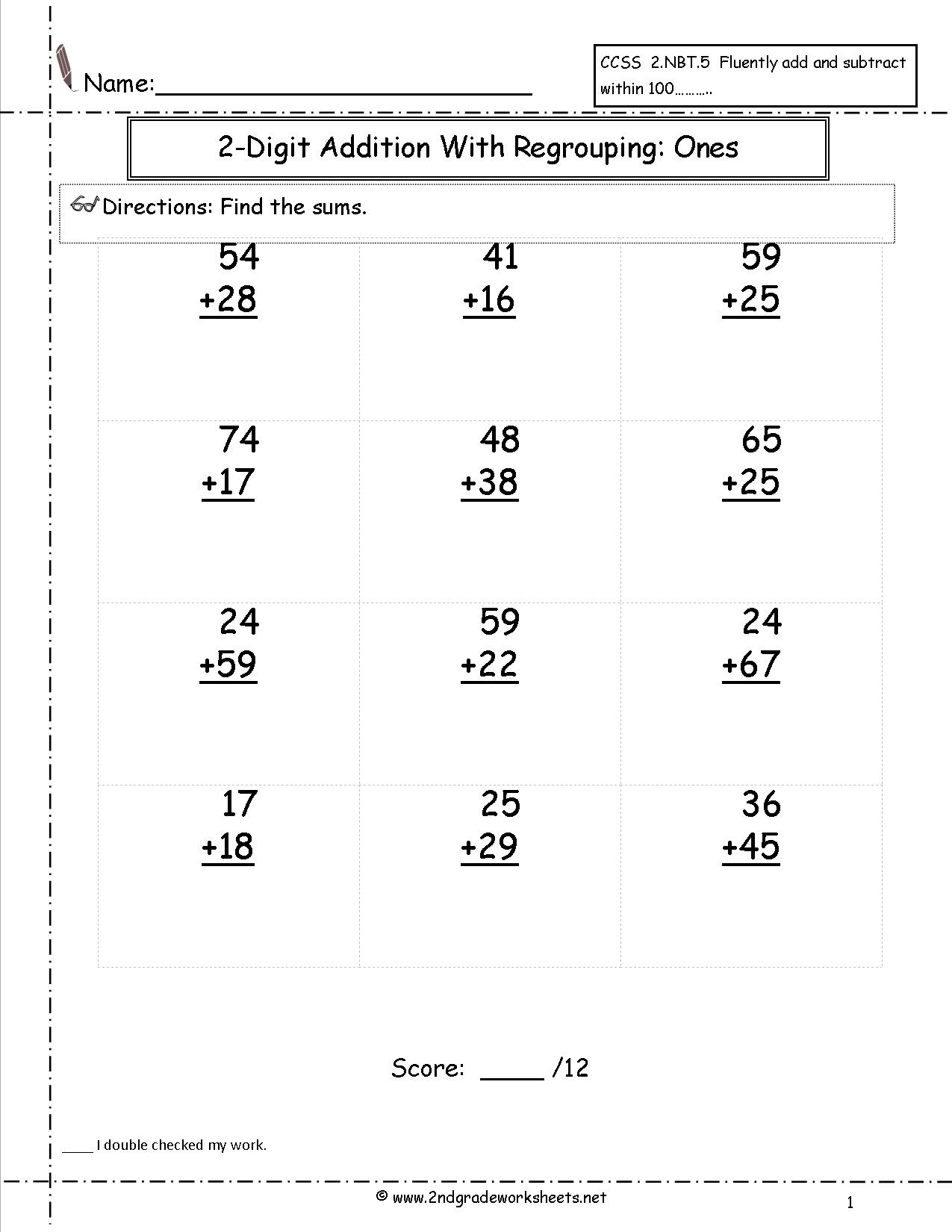 Two Digit Addition Worksheets - Free Printable Two Digit Addition | Free Printable Two Digit Addition Worksheets