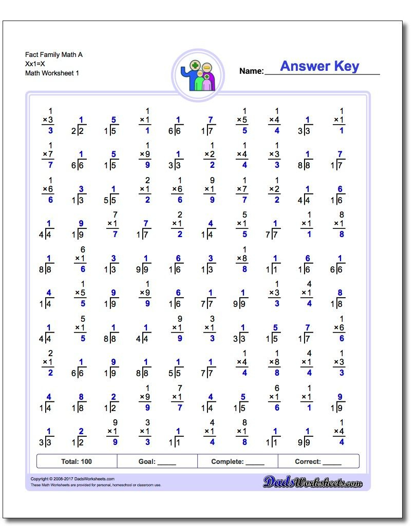 Two Minute Multiplication/division Fact Family Worksheet! Two Minute | Free Printable Multiplication Division Fact Family Worksheets