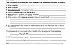 U. S. Constitution: Preamble And Bill Of Rights Worksheets With Free | Constitution Printable Worksheets