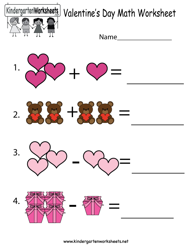 Valentine&amp;#039;s Day Math Worksheet - Free Kindergarten Holiday Worksheet | Free Printable Preschool Valentine Worksheets