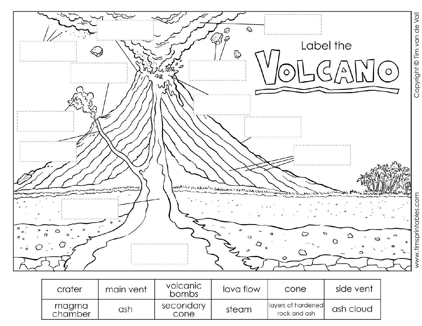 Volcano Parts Worksheet For Kids - Tim&amp;#039;s Printables | Printable Volcano Worksheets
