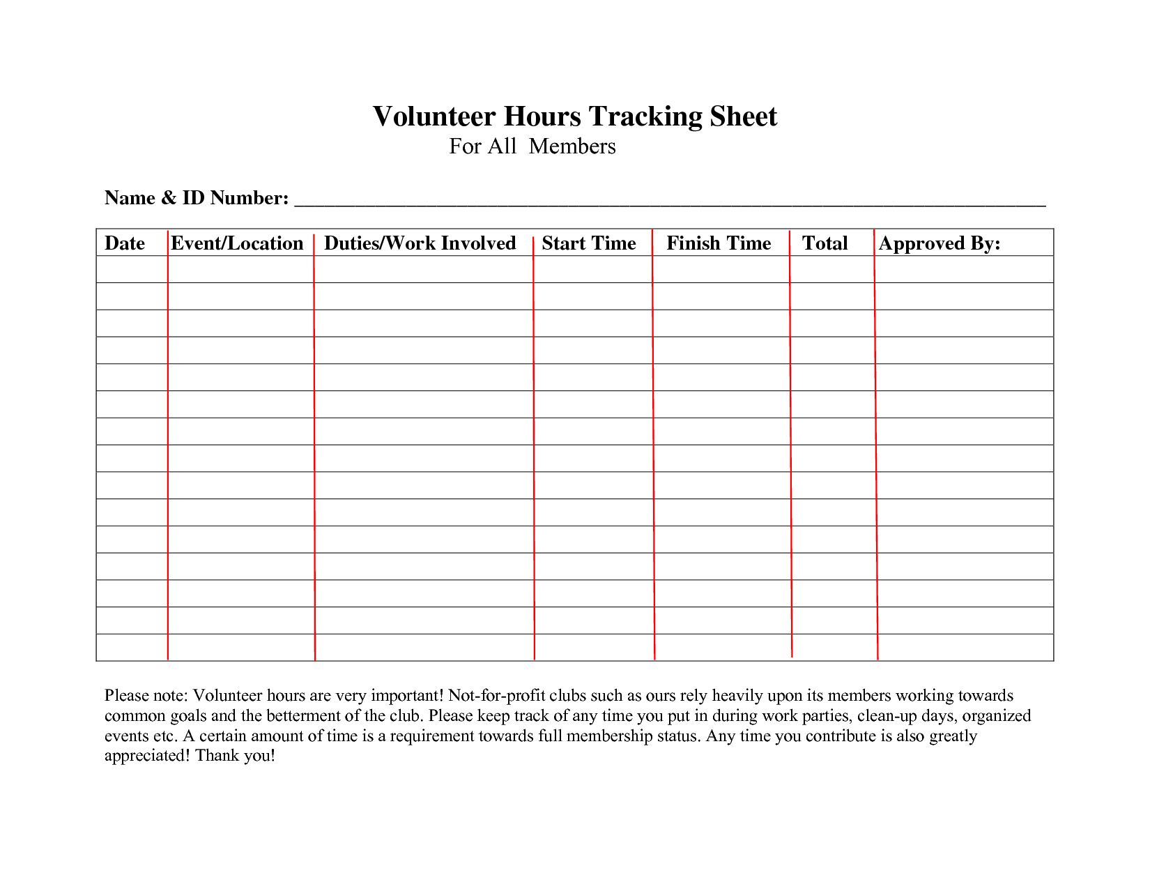 Volunteer+Hours+Log+Sheet+Template | Forms | Community Service Hours | Community Service Printable Worksheets