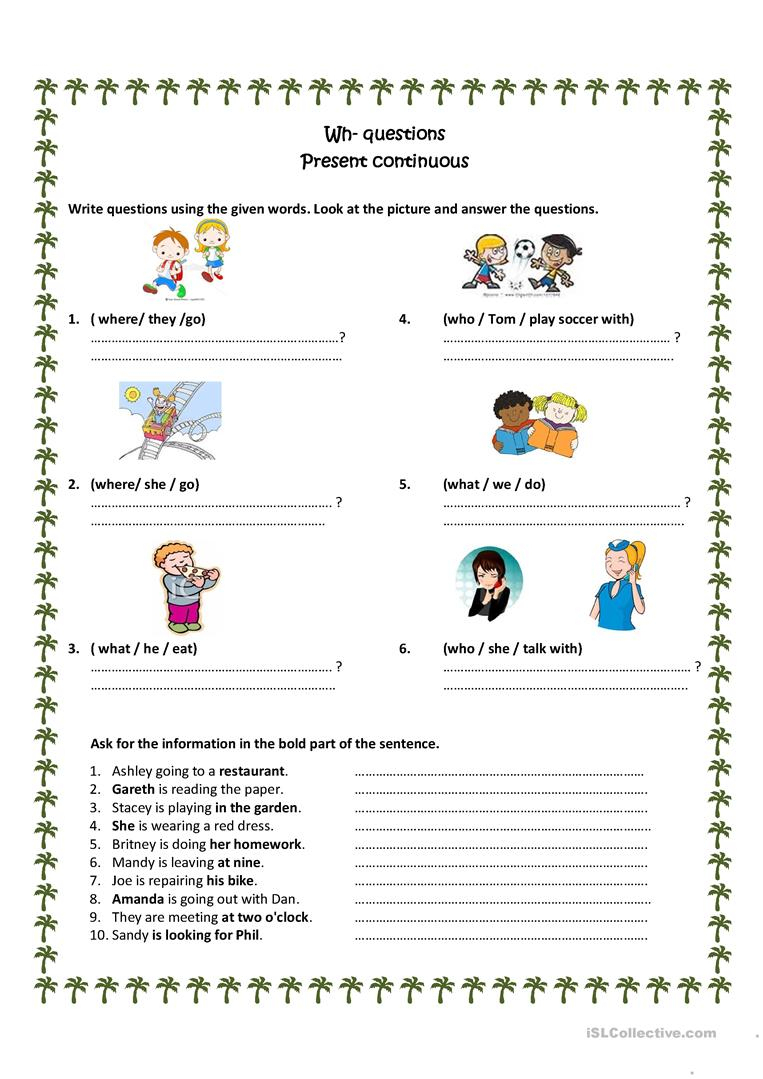 Present Progressive Free Printable Worksheets