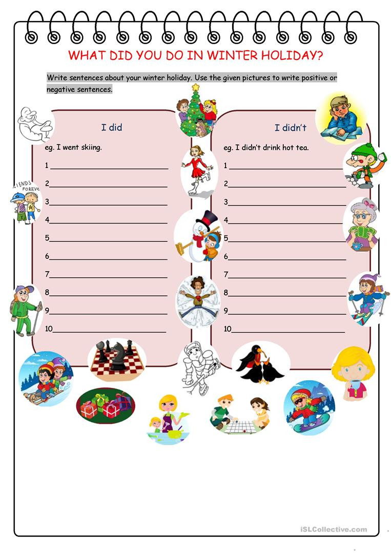 What Did You Do In Winter Holiday? Worksheet - Free Esl Printable | Winter Holidays Worksheets Printables