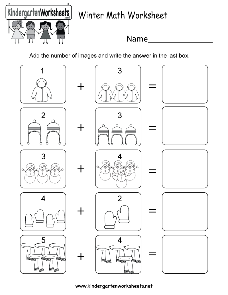 Winter Math Worksheet - Free Kindergarten Seasonal Worksheet For Kids | Free Printable Winter Preschool Worksheets